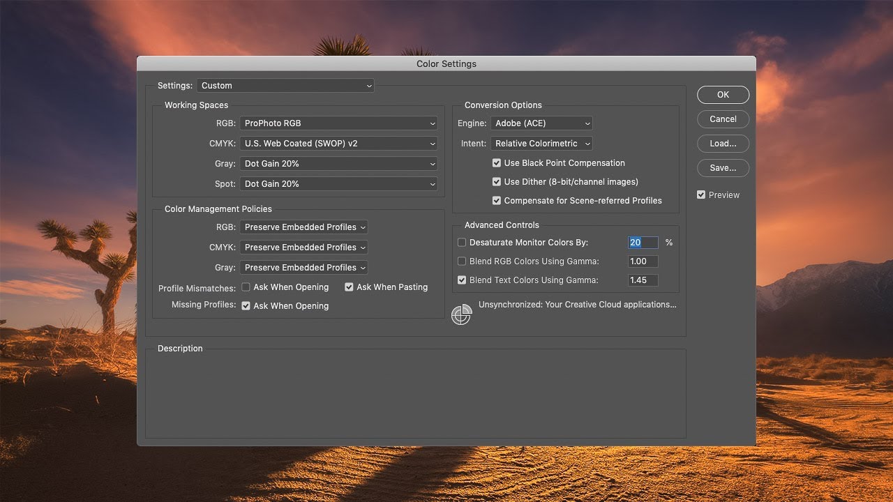best color settings for photoshop cc on mac